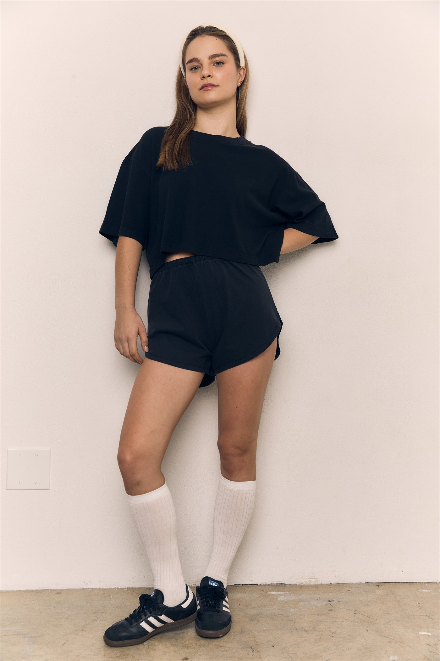 Mineral Washed Cotton Jersey Dolphin Short