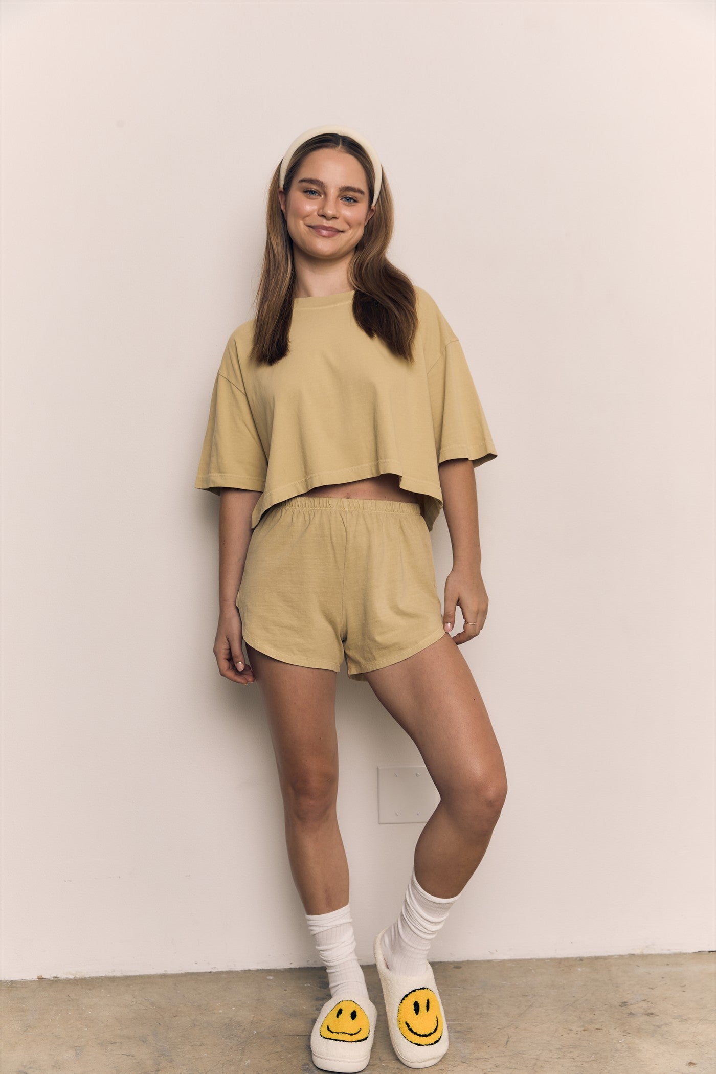 Mineral Washed Cotton Jersey Dolphin Short