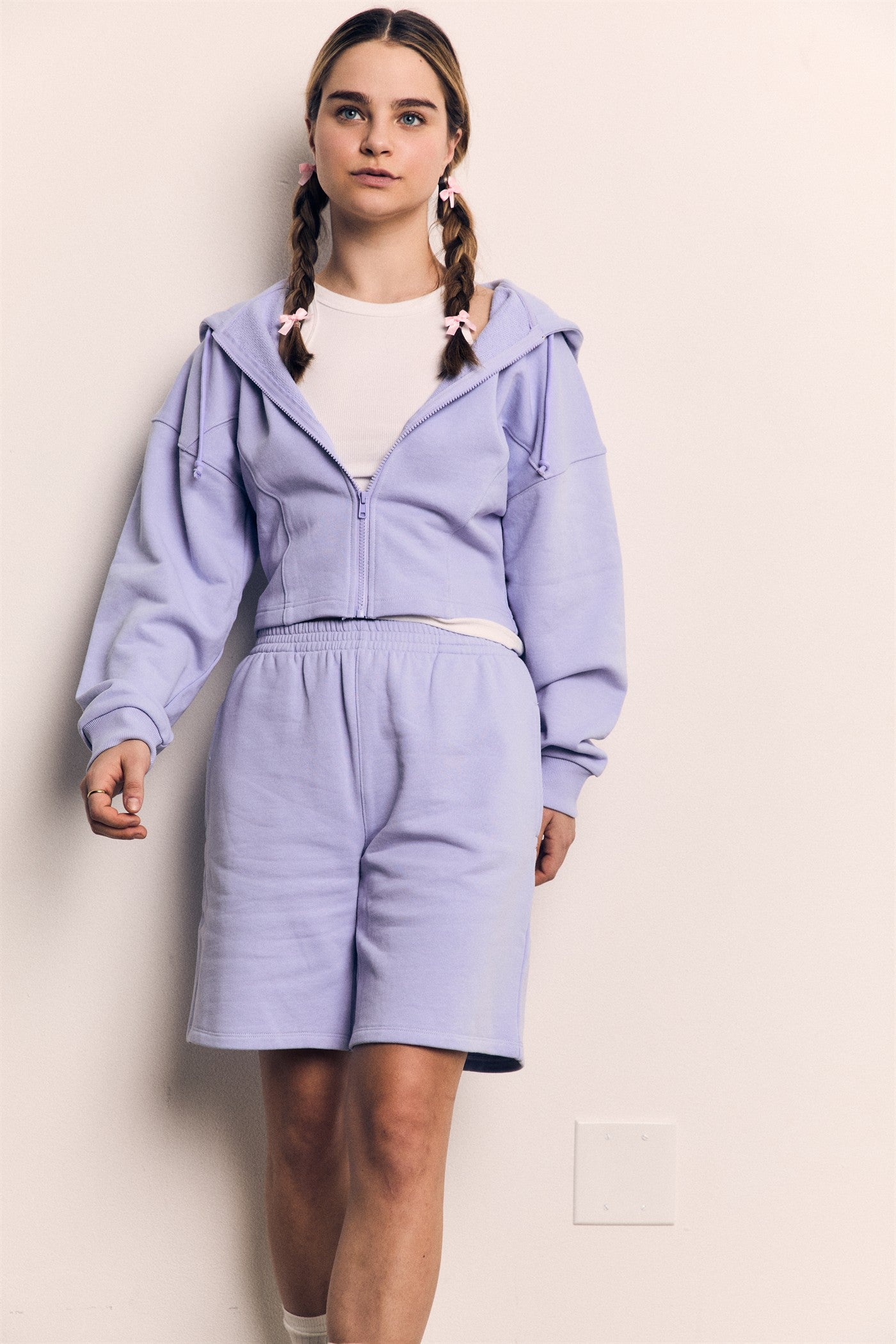 Organic Cotton Terry Crop Length Zip Hood