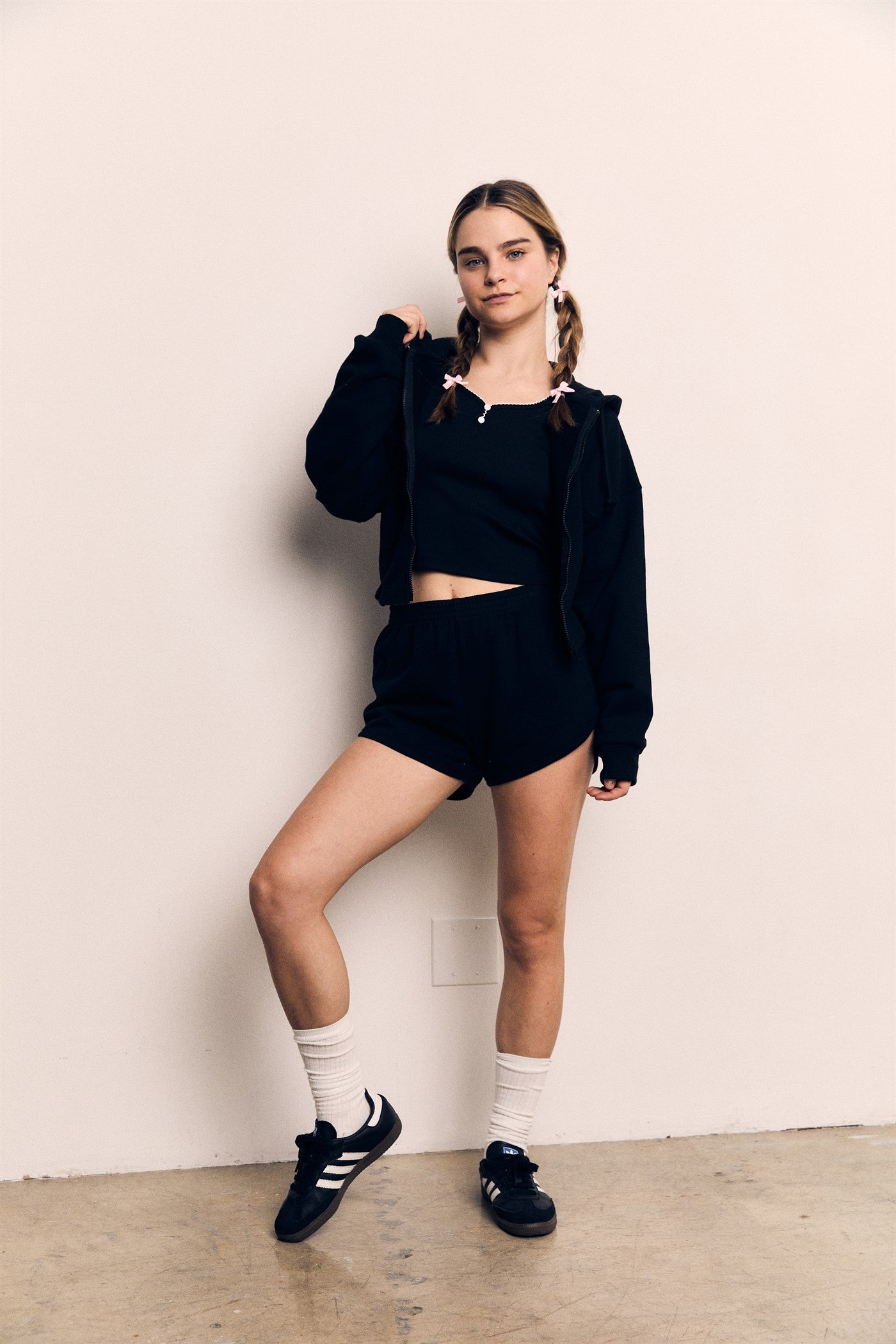 Organic Cotton Terry Crop Length Zip Hood