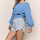 OFF SHOULDER LIGHTWEIGHT SWEATSHIRT