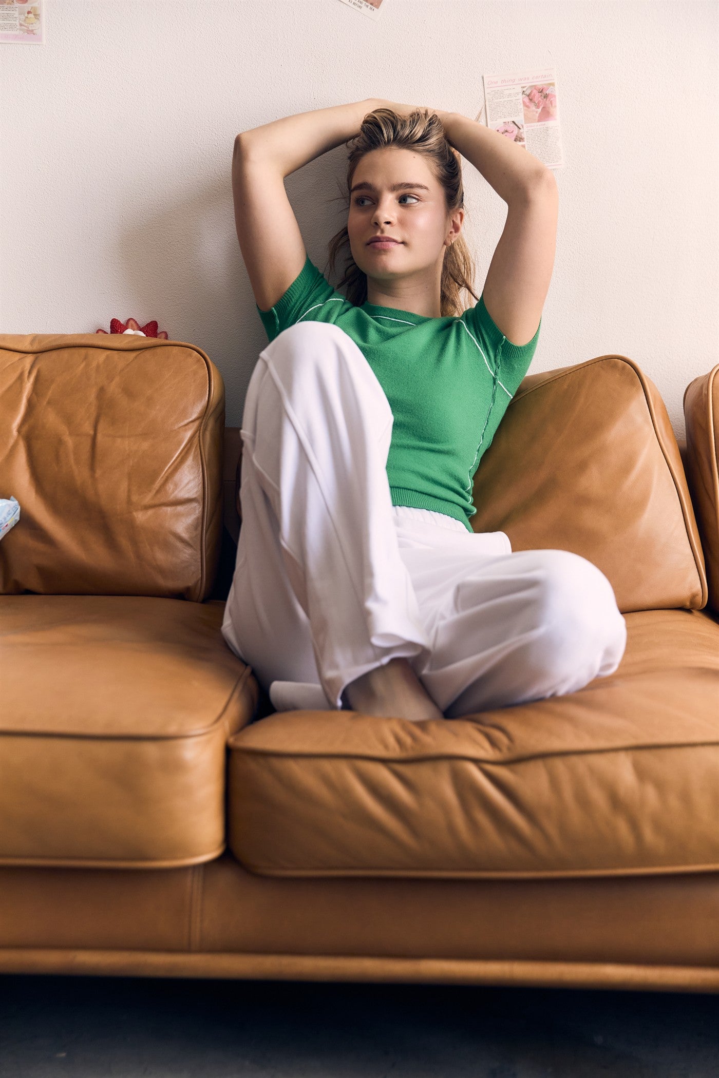 Contrast Half Sleeve Fine yarn Sweater Top