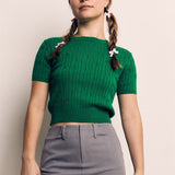 LIGHT WEIGHT SHORT SLEEVE SWEATER