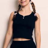 CONTRAST STITCHING SLEEVELSS TOP