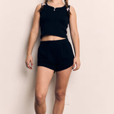 CONTRAST STITCHING SLEEVELSS TOP