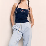 EMBROIDERED CONTRAST CAMI TOP
