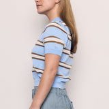 BOLD STRIPED SUMMER KNIT POLO TEE