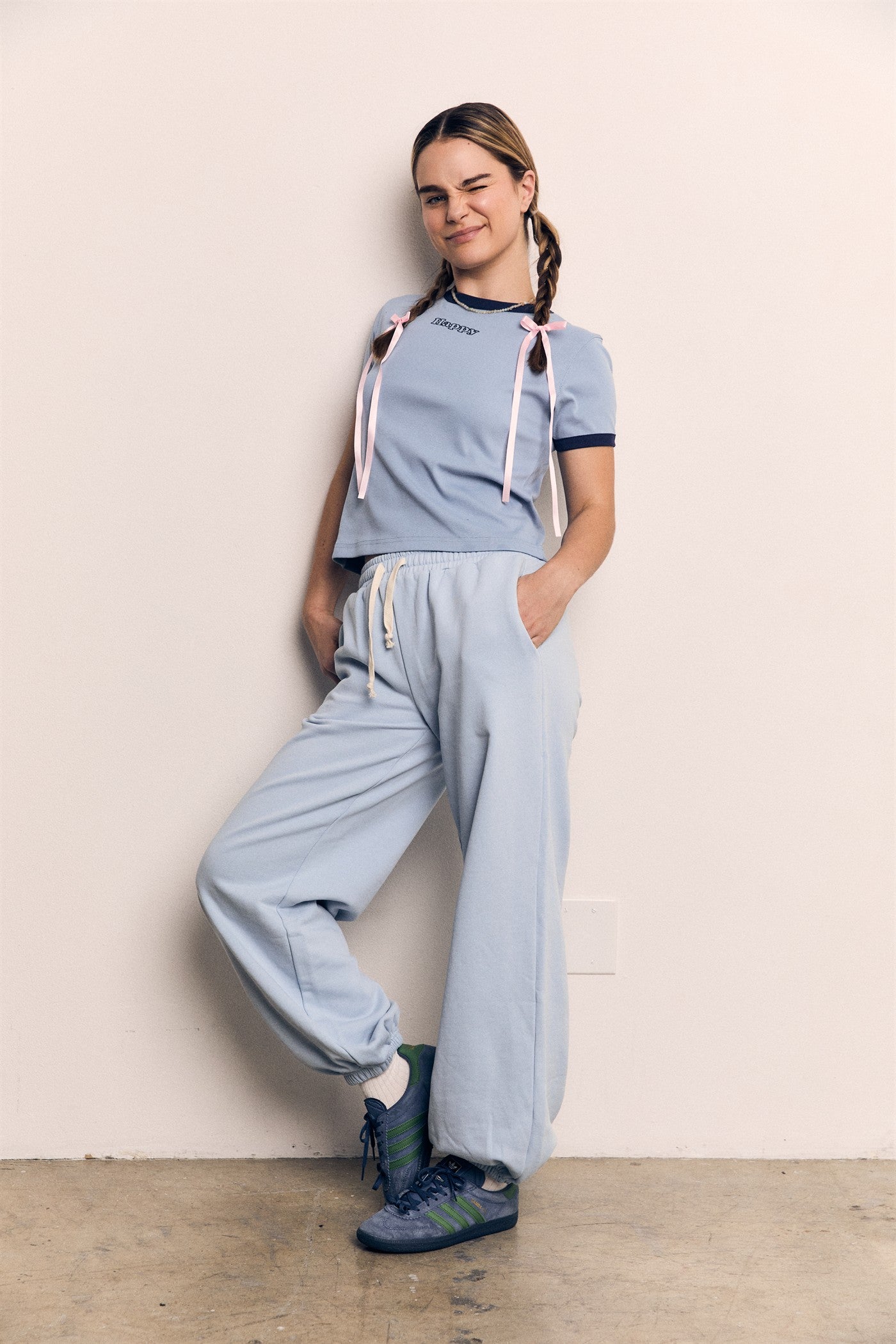 Happy Contrast Ringer Tee