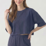 MINERAL WASHED COTTON LOOSE FIT CROP TEE