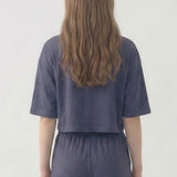 MINERAL WASHED COTTON LOOSE FIT CROP TEE