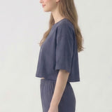 MINERAL WASHED COTTON LOOSE FIT CROP TEE