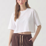 MINERAL WASHED COTTON LOOSE FIT CROP TEE