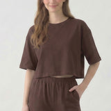 MINERAL WASHED COTTON LOOSE FIT CROP TEE