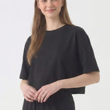 MINERAL WASHED COTTON LOOSE FIT CROP TEE