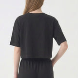MINERAL WASHED COTTON LOOSE FIT CROP TEE
