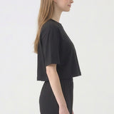 MINERAL WASHED COTTON LOOSE FIT CROP TEE