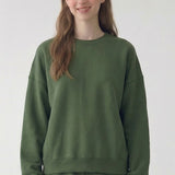 PRE SHRUNK SOFT COTTON TERRY DROPSHOULDER LOOSE CREW