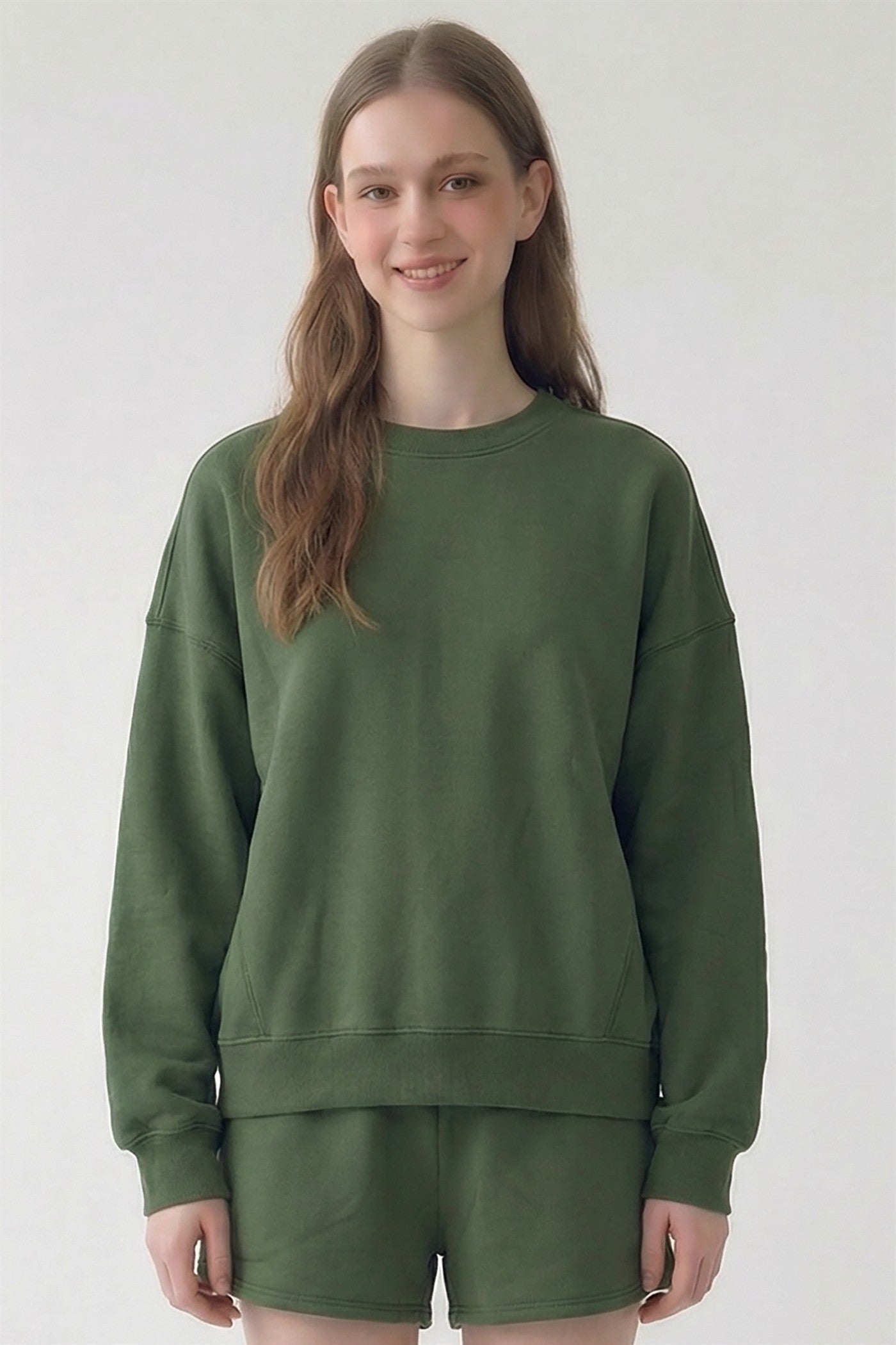 PRE SHRUNK SOFT COTTON TERRY DROPSHOULDER LOOSE CREW