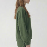 PRE SHRUNK SOFT COTTON TERRY DROPSHOULDER LOOSE CREW