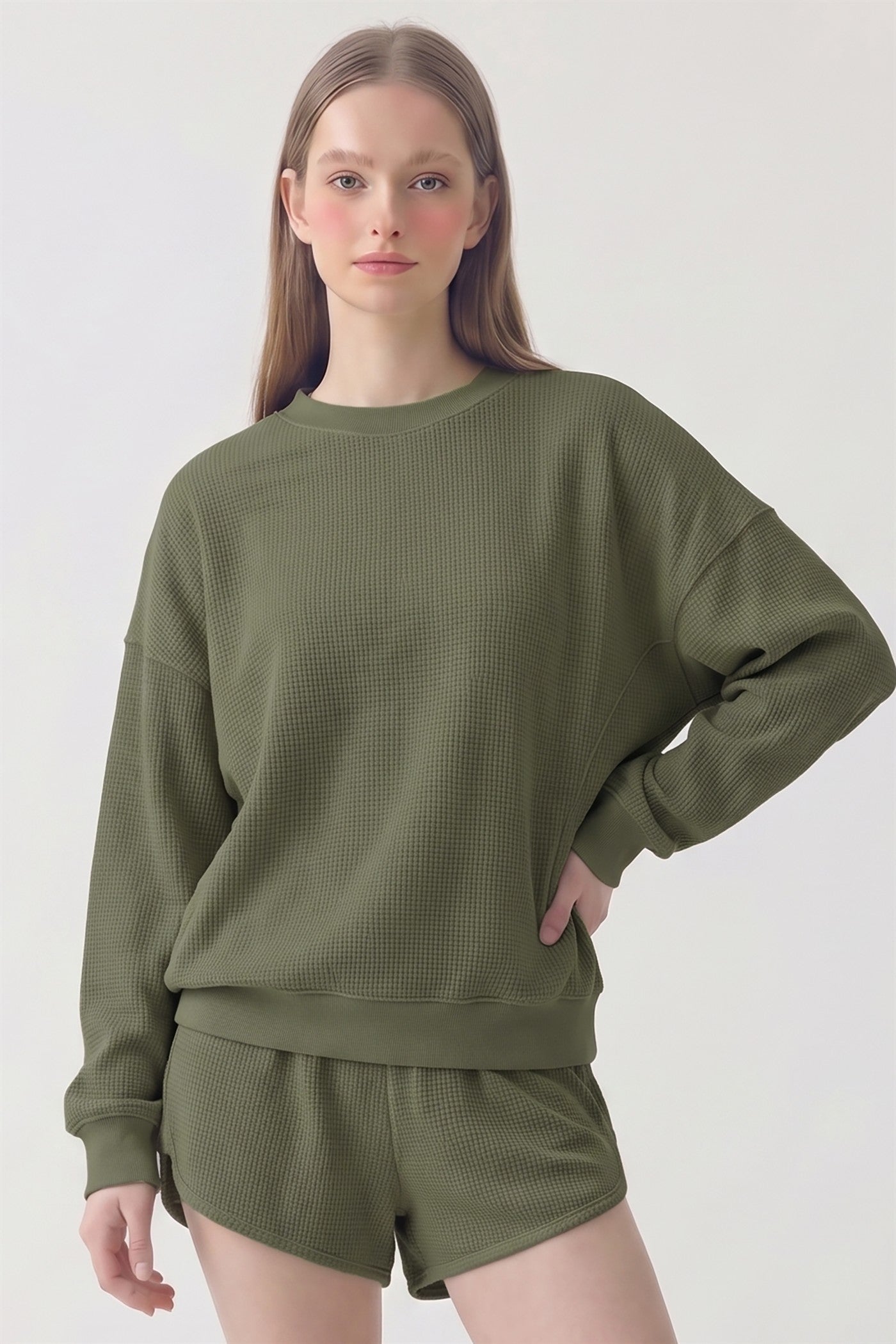SOFT WAFFLE OVERSIZED COMFY TOP