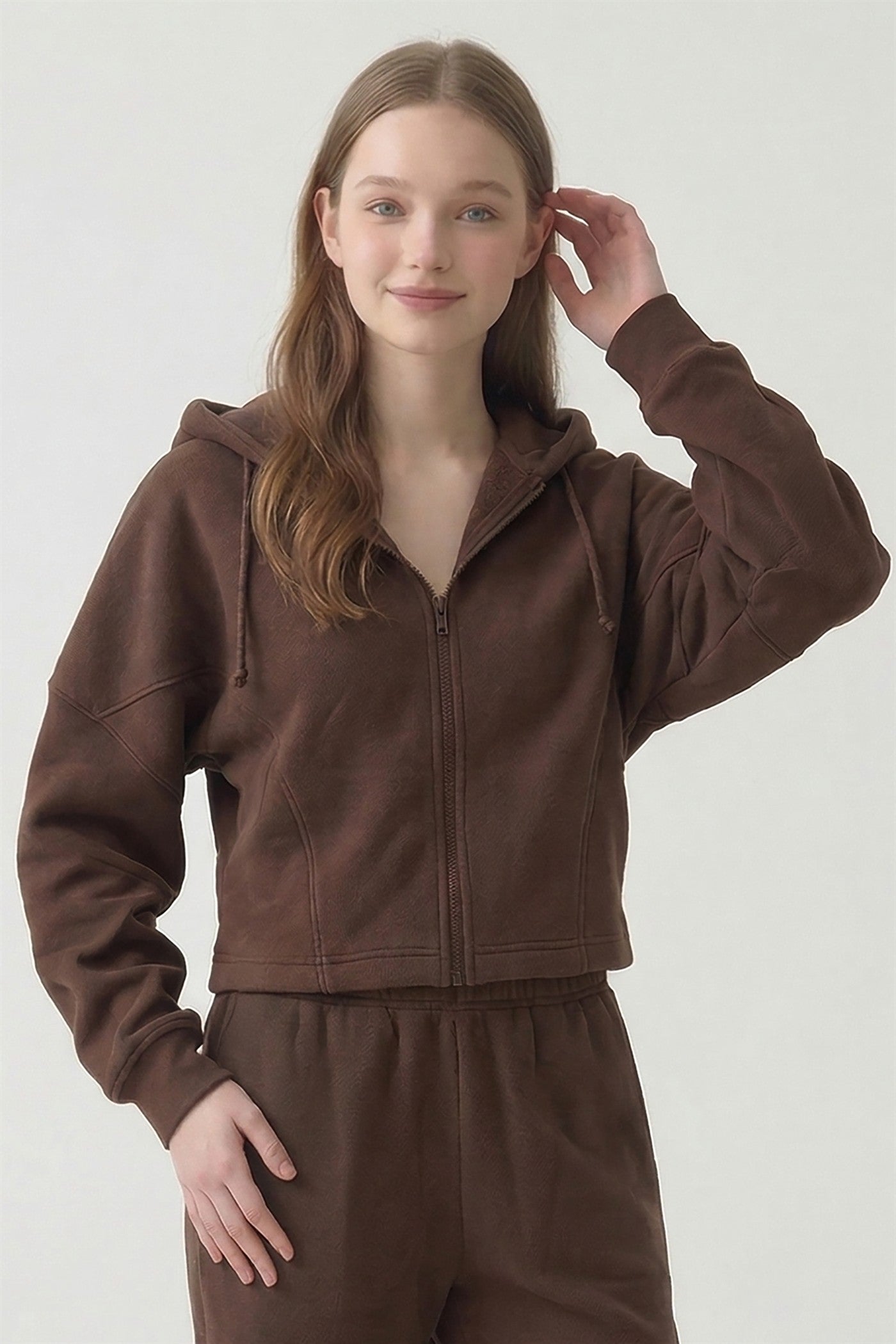 PRE SHRUNK COTTON TERRY SHORT HOOD ZIP