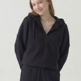 PRE SHRUNK COTTON TERRY SHORT HOOD ZIP