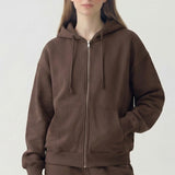 PRE SHRUNK COTTON TERRY OVERSIZED HOOD ZIPUP