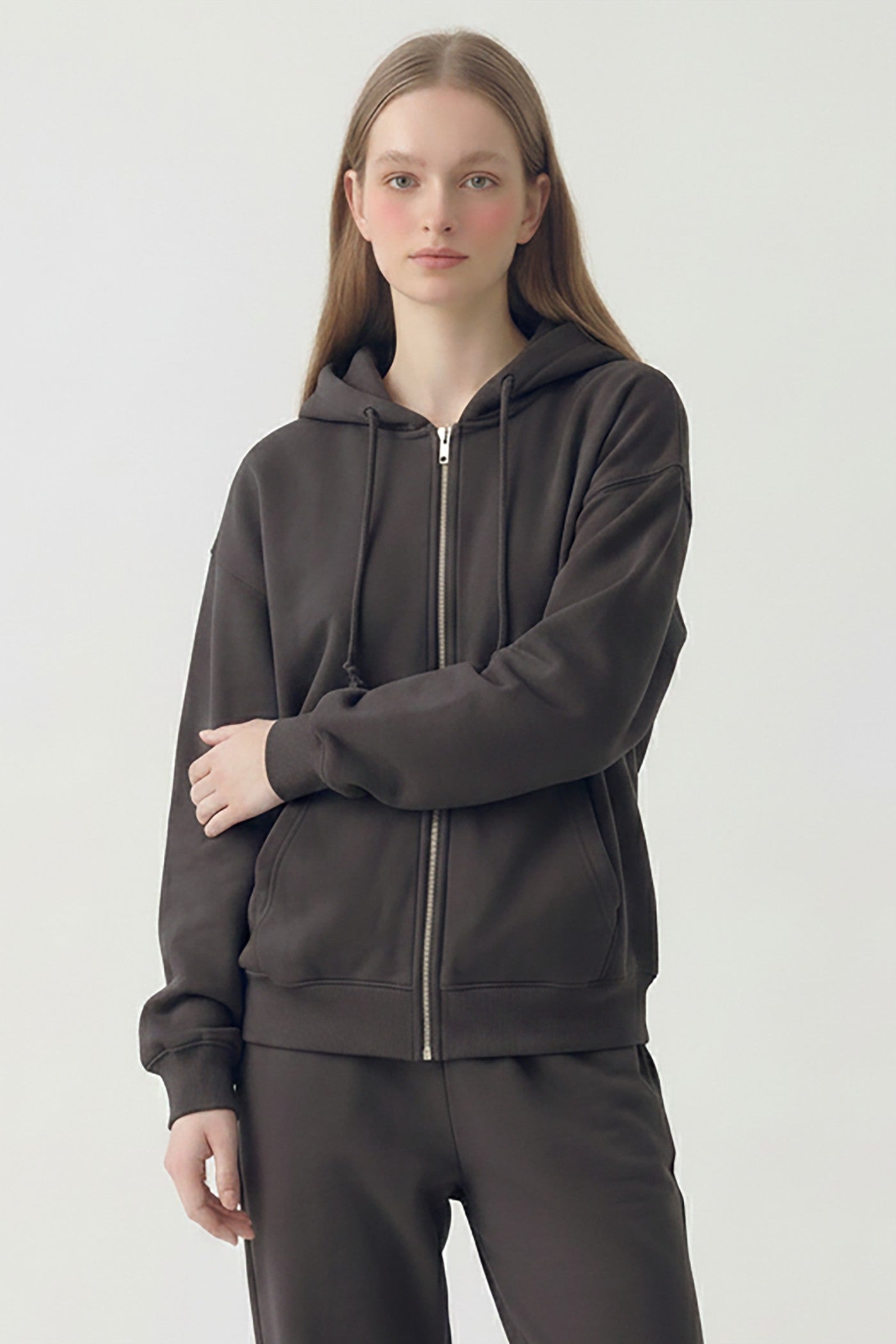 PRE SHRUNK COTTON TERRY OVERSIZED HOOD ZIPUP