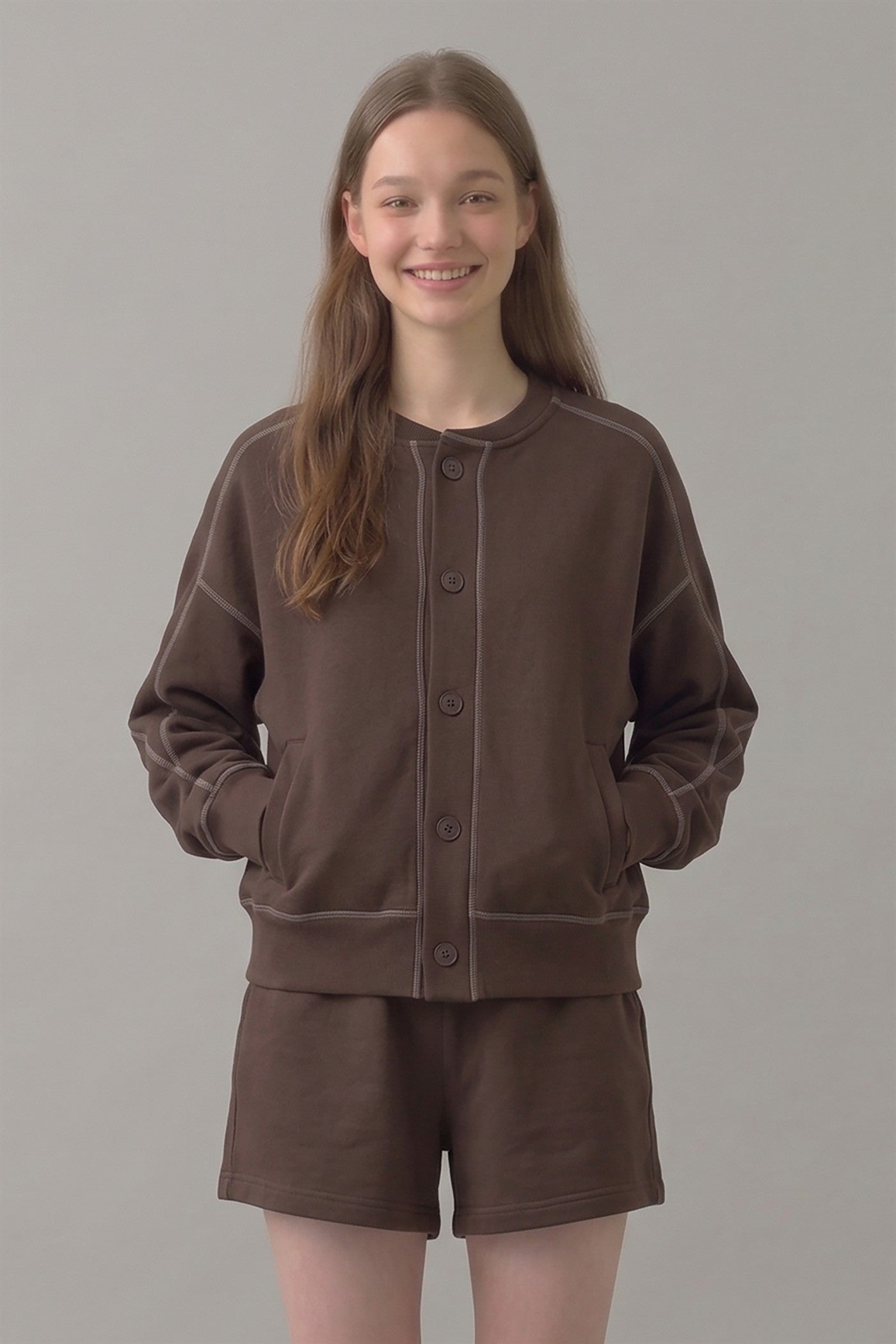 PRE SHRUNK STITCHED COTTON TERRY CARDIGAN