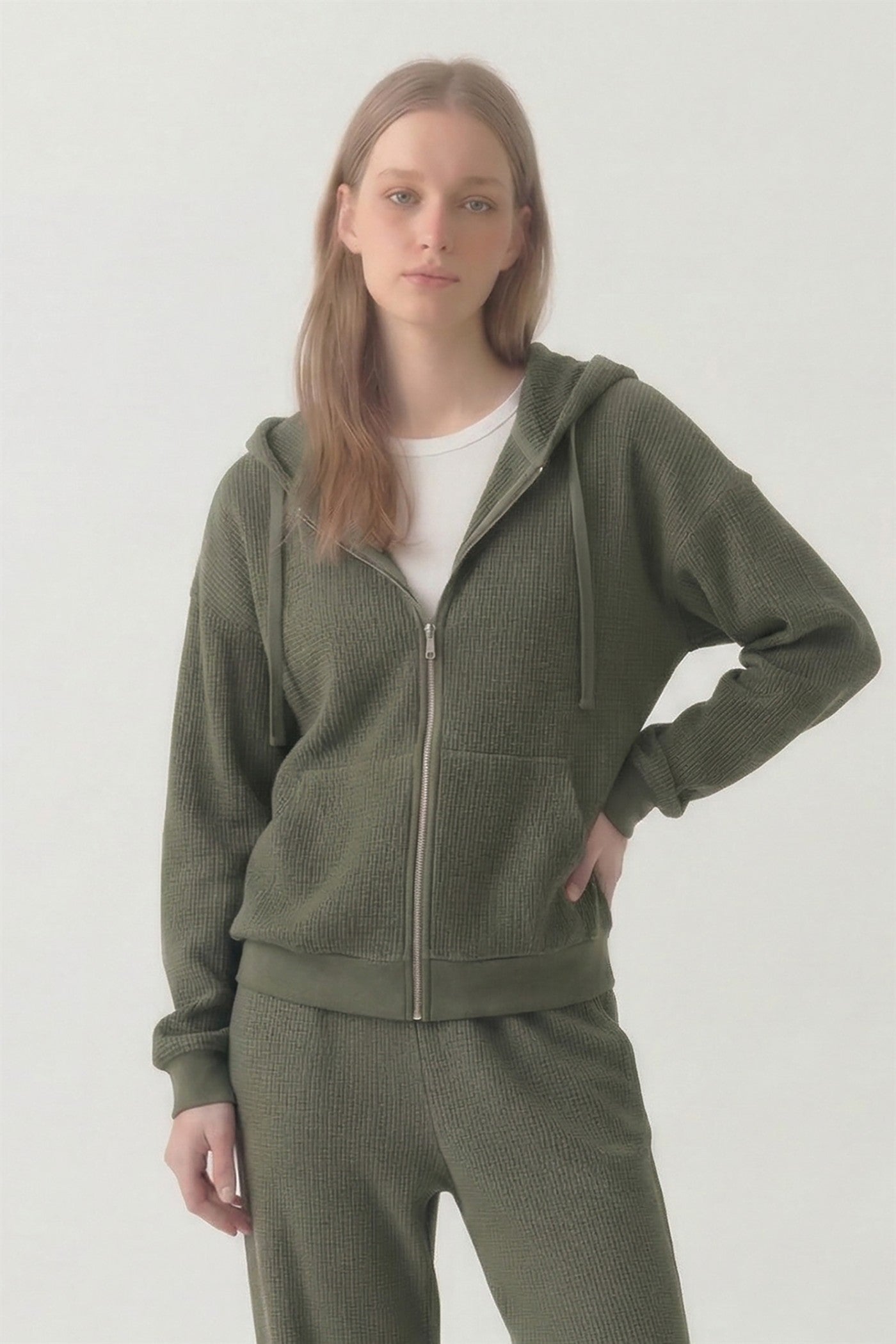SOFT WAFFLE HOODIE ZIP