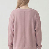 SOFT WAFFLE V NECK OVERSIZED SWEATSHIRT
