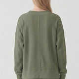 SOFT WAFFLE V NECK OVERSIZED SWEATSHIRT