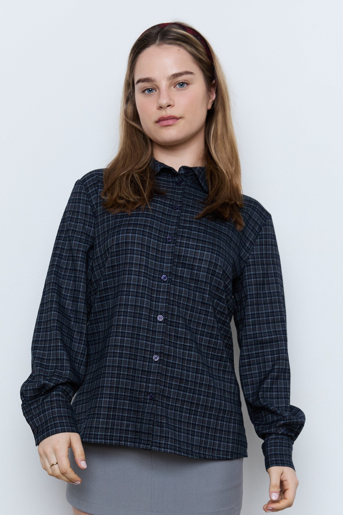 BACK BUTTON DETAILED PLAID SHIRT
