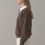 PRE SHRUNK COTTON FLEECE COLLARED SWEATSHIRT