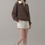 PRE SHRUNK COTTON FLEECE COLLARED SWEATSHIRT