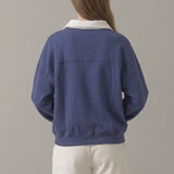 PRE SHRUNK COTTON FLEECE COLLARED SWEATSHIRT
