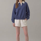 PRE SHRUNK COTTON FLEECE COLLARED SWEATSHIRT