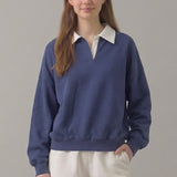 PRE SHRUNK COTTON FLEECE COLLARED SWEATSHIRT