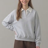 PRE SHRUNK COTTON FLEECE COLLARED SWEATSHIRT