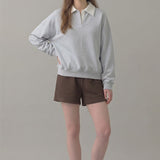 PRE SHRUNK COTTON FLEECE COLLARED SWEATSHIRT