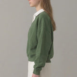PRE SHRUNK COTTON FLEECE COLLARED SWEATSHIRT