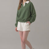 PRE SHRUNK COTTON FLEECE COLLARED SWEATSHIRT