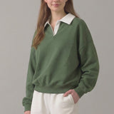 PRE SHRUNK COTTON FLEECE COLLARED SWEATSHIRT