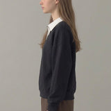 PRE SHRUNK COTTON FLEECE COLLARED SWEATSHIRT
