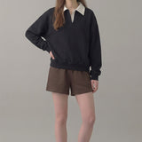 PRE SHRUNK COTTON FLEECE COLLARED SWEATSHIRT