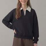 PRE SHRUNK COTTON FLEECE COLLARED SWEATSHIRT