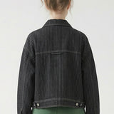 PIN STRIPPED TWILL LOOSE FIT JACKET