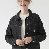PIN STRIPPED TWILL LOOSE FIT JACKET
