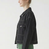 PIN STRIPPED TWILL LOOSE FIT JACKET