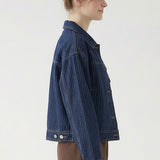 PIN STRIPPED TWILL LOOSE FIT JACKET
